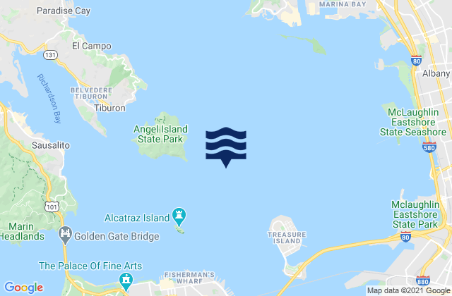 Angel Island .8 mi E, United Statesの潮見表地図