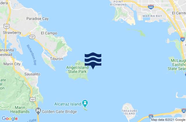 Angel Island off Quarry Point, United Statesの潮見表地図