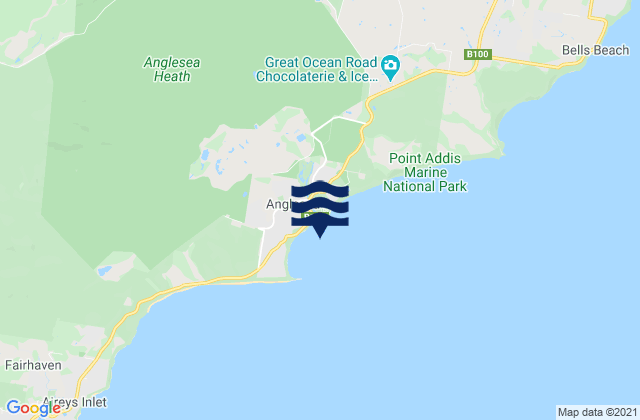 Anglesea Beach, Australiaの潮見表地図