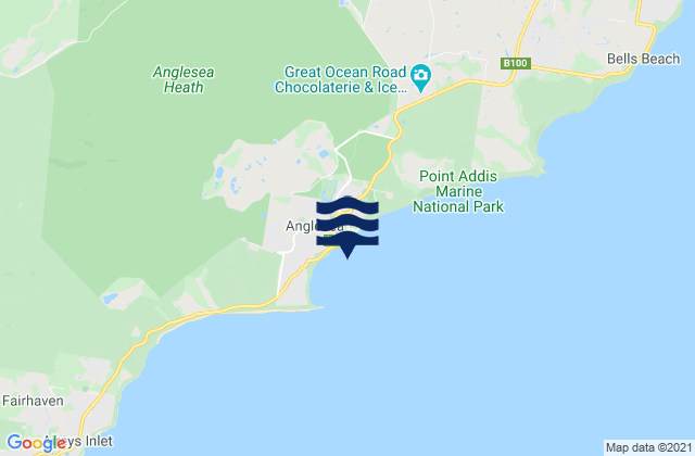 Anglesea, Australiaの潮見表地図