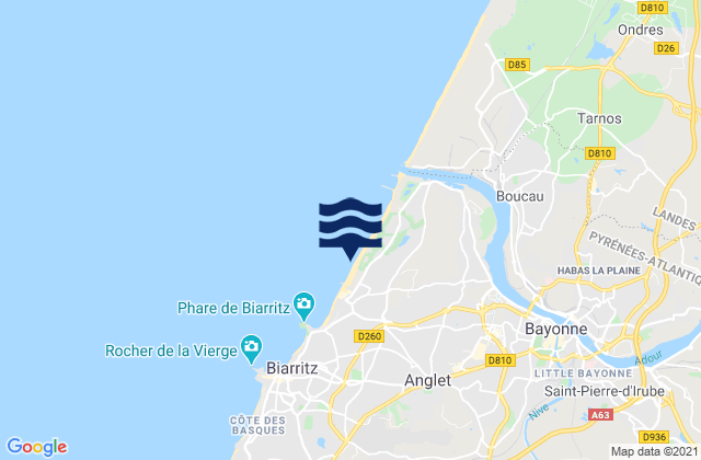 Anglet - Corsaires, Franceの潮見表地図