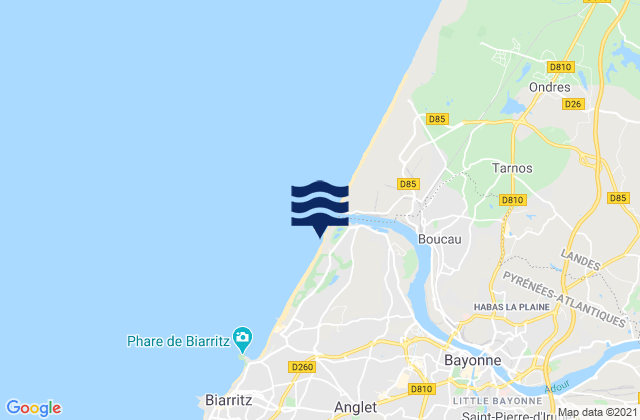 Anglet - Les Cavaliers, Franceの潮見表地図
