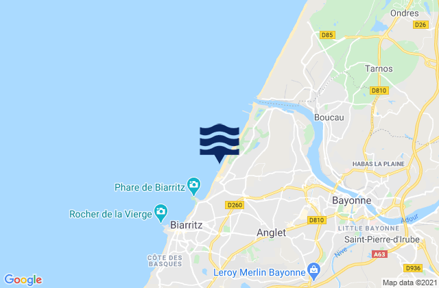 Anglet - Marinella, Franceの潮見表地図