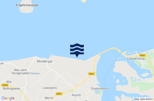 Anjum, Netherlandsの潮見表地図