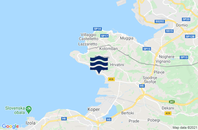 Ankaran, Sloveniaの潮見表地図