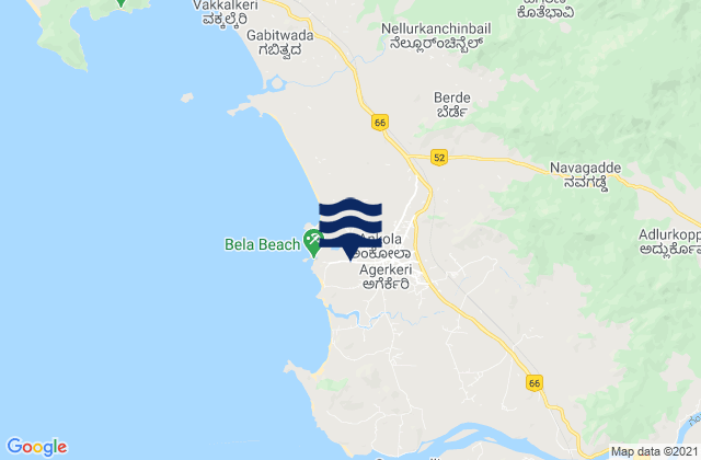 Ankola, Indiaの潮見表地図