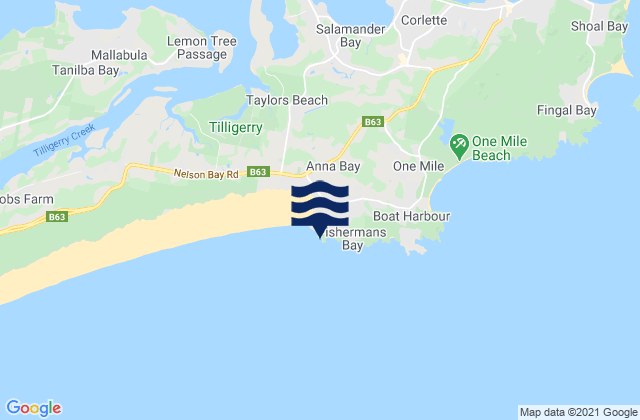 Anna Bay-Morna Point, Australiaの潮見表地図
