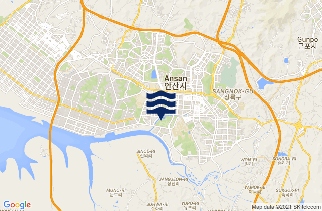 Ansan-si, South Koreaの潮見表地図