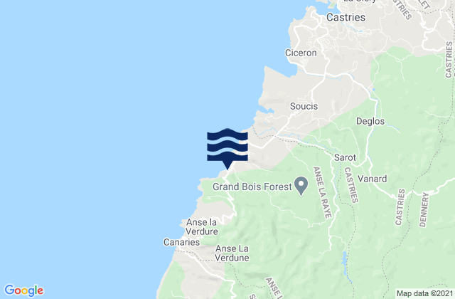 Anse-la-Raye, Saint Luciaの潮見表地図