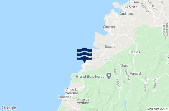 Anse La Raye, Saint Luciaの潮見表地図
