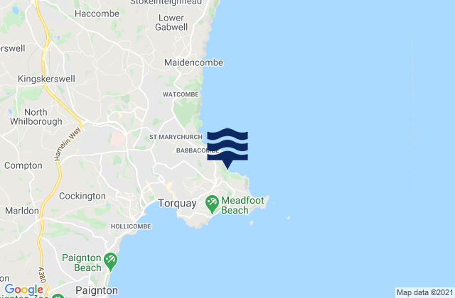 Ansteys Cove Beach, United Kingdomの潮見表地図