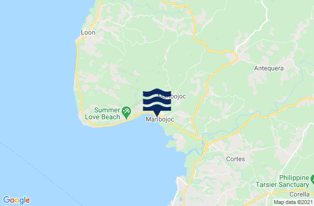 Antequera, Philippinesの潮見表地図