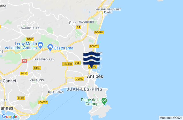 Antibes, Franceの潮見表地図