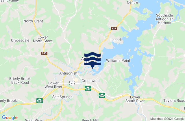 Antigonish, Canadaの潮見表地図
