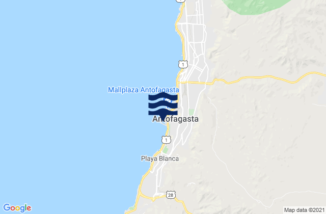 Antofagasta, Chileの潮見表地図