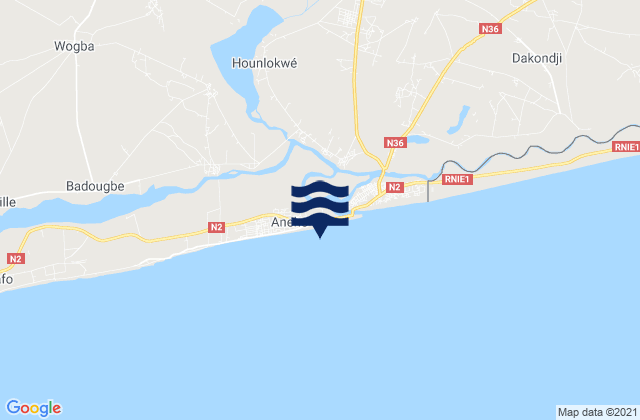 Aného, Togoの潮見表地図