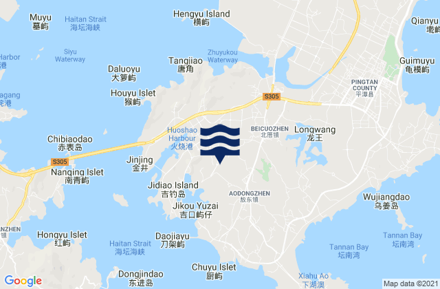Aodong, Chinaの潮見表地図