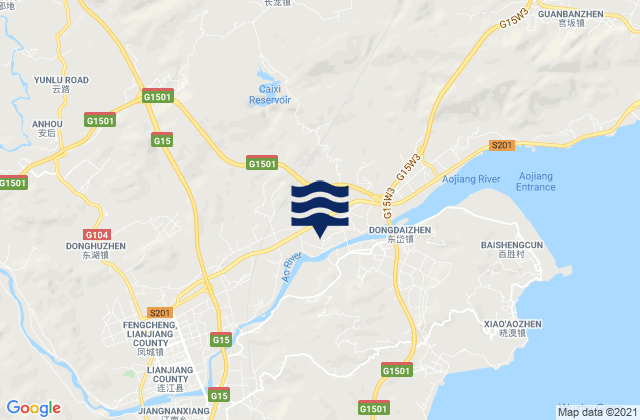 Aojiang, Chinaの潮見表地図