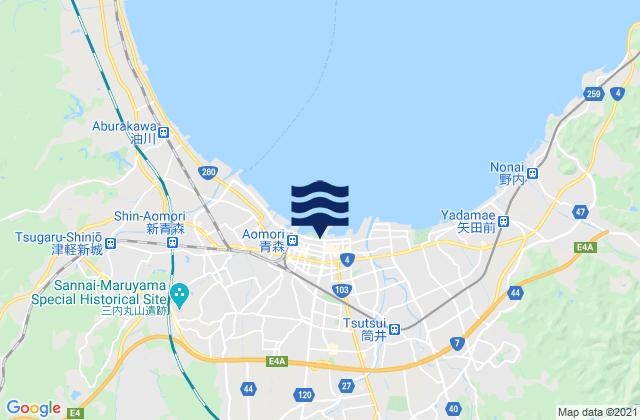 Aomori Shi, Japanの潮見表地図