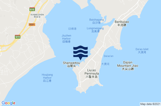 Aozhong, Chinaの潮見表地図