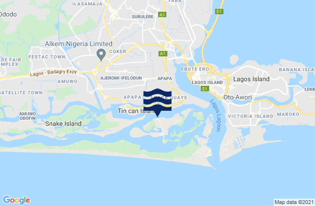 Apapa, Nigeriaの潮見表地図