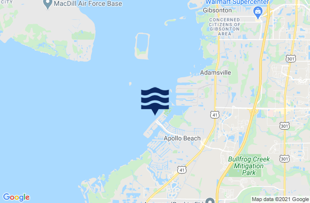 Apollo Beach Hillsborough Bay, United Statesの潮見表地図