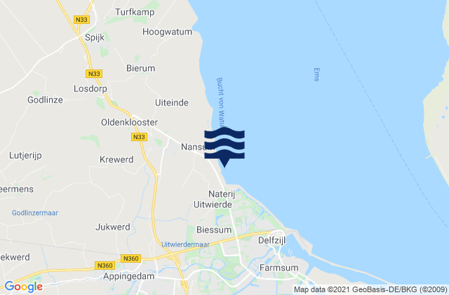 Appingedam, Netherlandsの潮見表地図