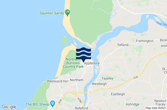 Appledore, United Kingdomの潮見表地図