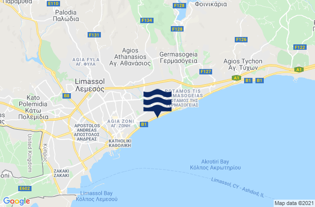 Apsioú, Cyprusの潮見表地図
