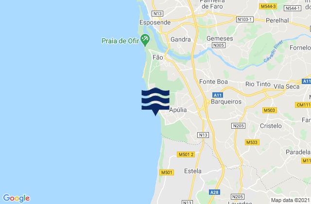 Apúlia, Portugalの潮見表地図