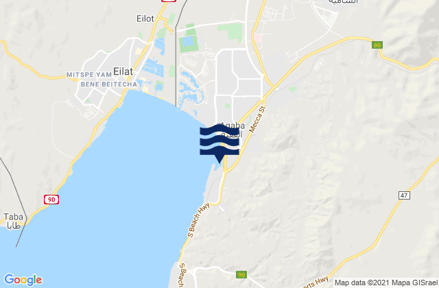 Aqaba Gulf of Aqaba, Jordanの潮見表地図