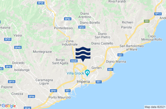 Aquila di Arroscia, Italyの潮見表地図