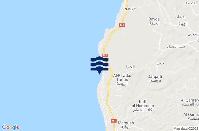 Ar Rawḑah, Syriaの潮見表地図