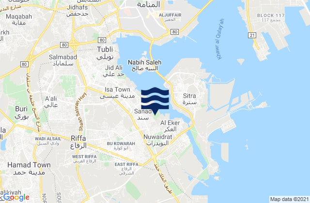 Ar Rifā‘, Bahrainの潮見表地図