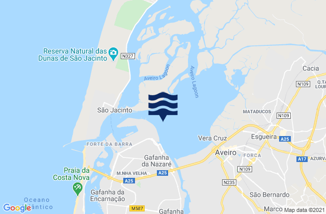Aradas, Portugalの潮見表地図