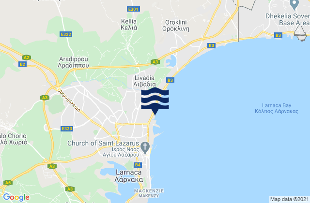 Aradíppou, Cyprusの潮見表地図