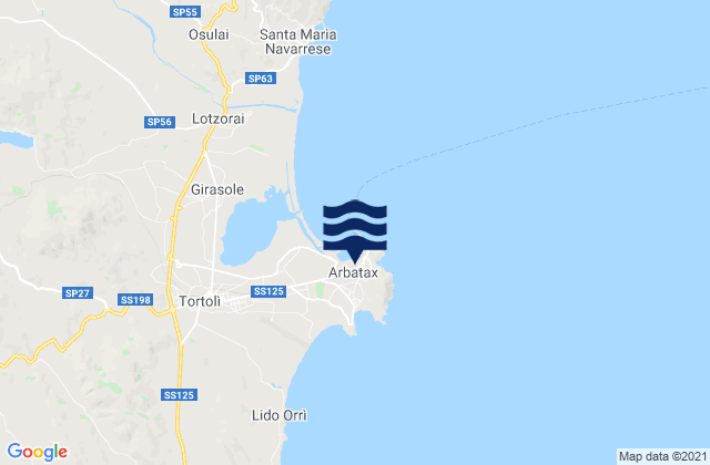 Arbatax, Italyの潮見表地図