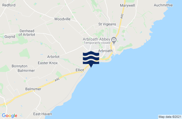 Arbroath Beach, United Kingdomの潮見表地図