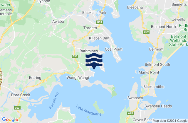 Arcadia vale, Australiaの潮見表地図