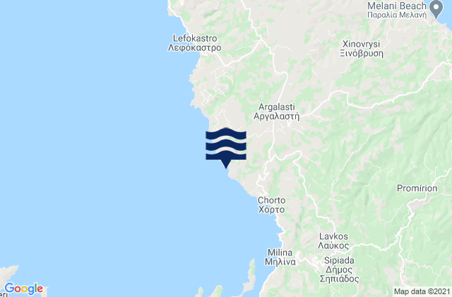 Argalastí, Greeceの潮見表地図
