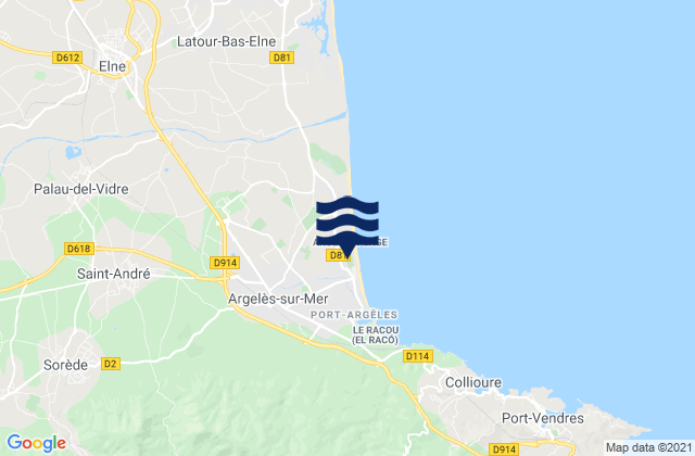 Argeles, Franceの潮見表地図
