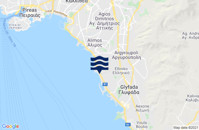 Argyroúpoli, Greeceの潮見表地図