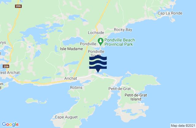 Arichat Goulet, Canadaの潮見表地図