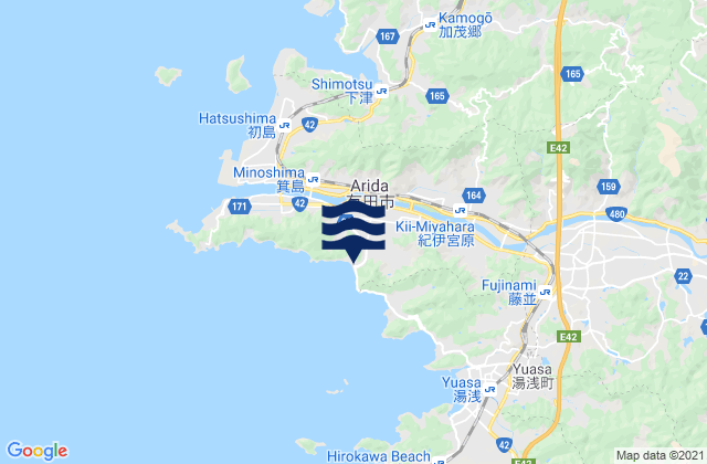 Arida Shi, Japanの潮見表地図