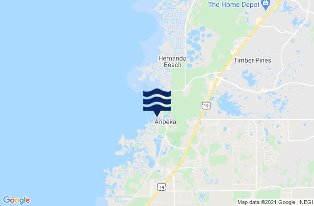 Aripeka (Hammock Creek), United Statesの潮見表地図
