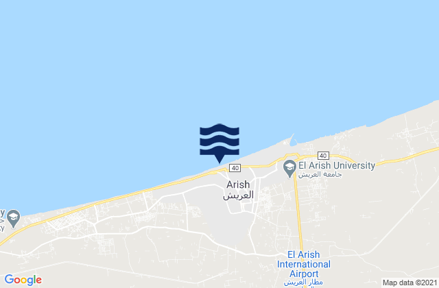 Arish, Egyptの潮見表地図
