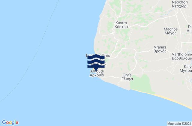 Arkoúdi, Greeceの潮見表地図
