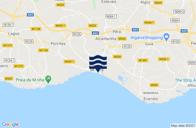 Armação de Pêra, Portugalの潮見表地図