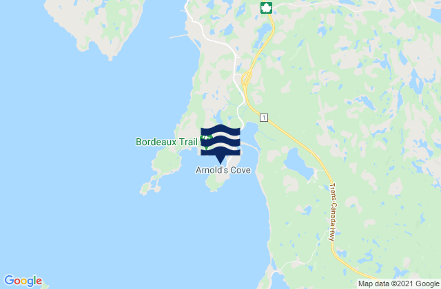 Arnolds Cove, Canadaの潮見表地図