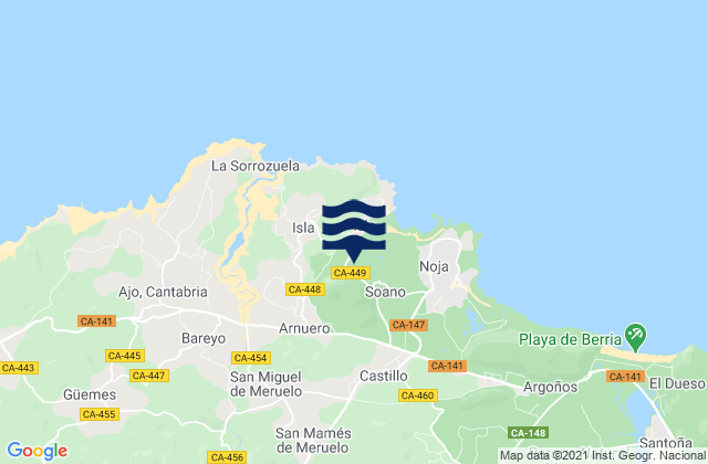 Arnuero, Spainの潮見表地図